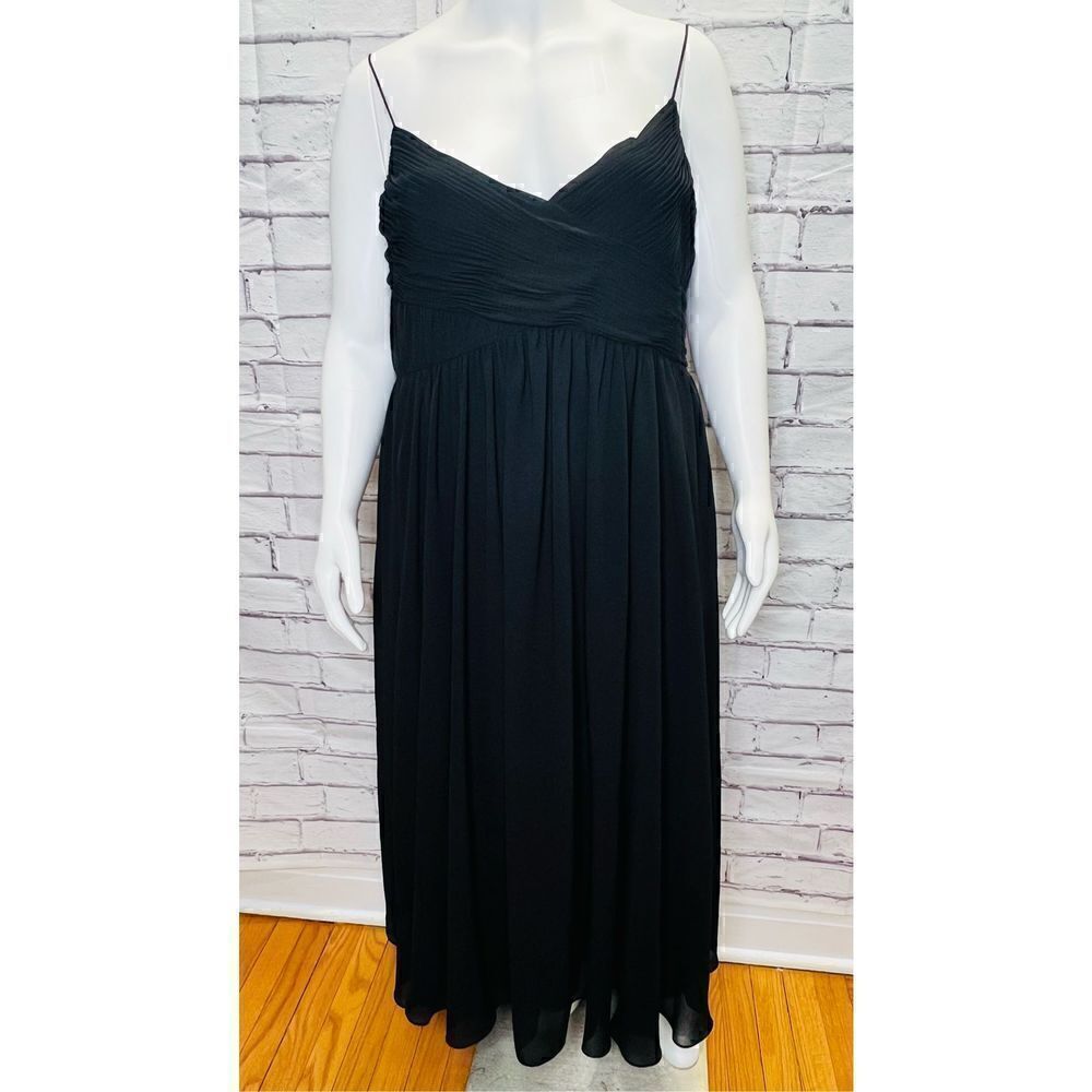 Mac Duggal Womens Black Faux Wrap Sleeveless Flowy Midi Dress Size XL